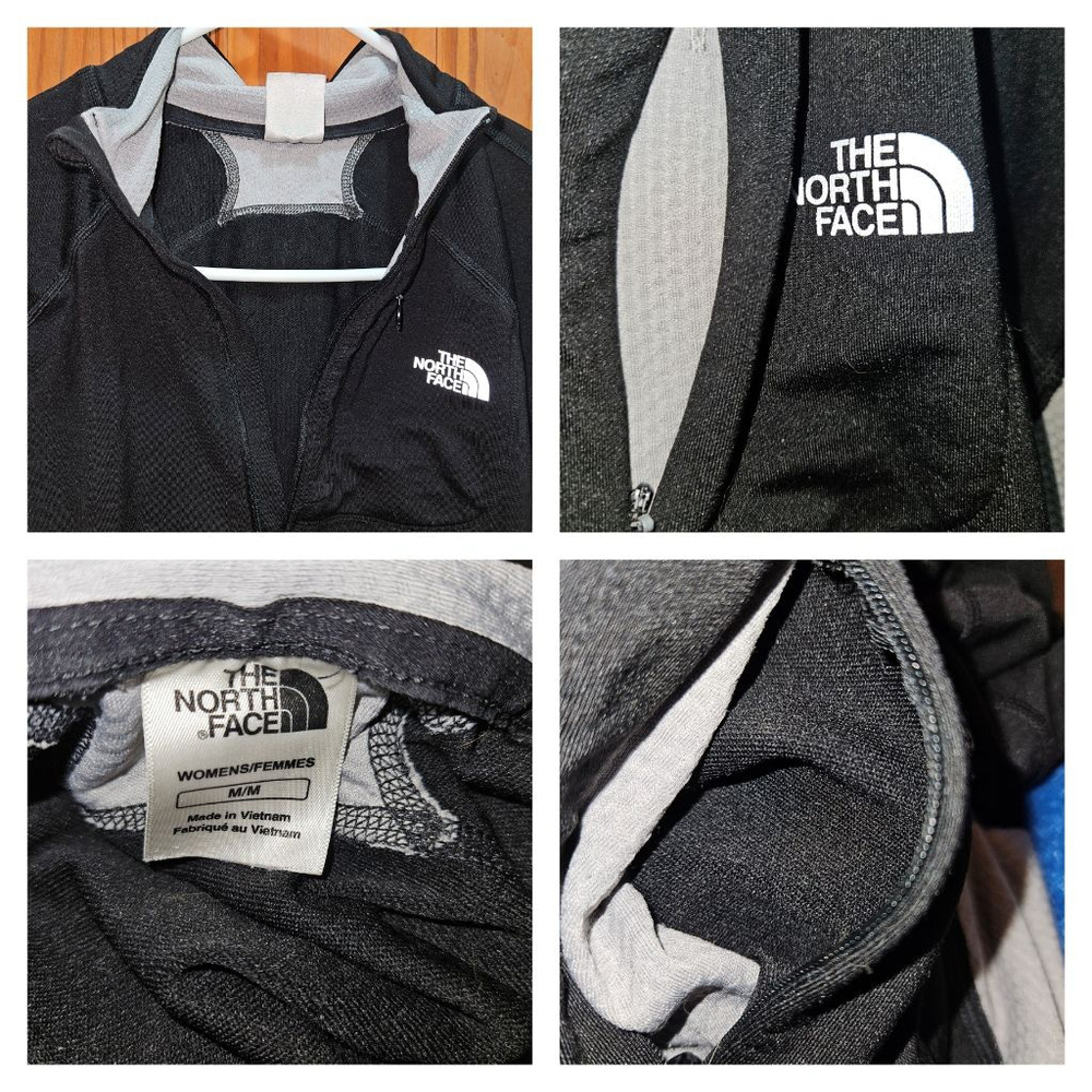 Women's The North Face Vapor wick Long Sleeve Pullover SZ M Thumbhole Black Gray - Picture 4 of 5
